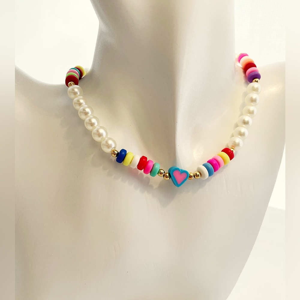 Pearl Pottery Heart Necklace